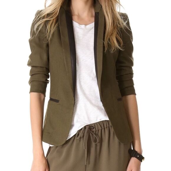 Rag & Bone ‘Lorimer’ Wool Blend Blazer Jacket in Moss Green & Black Size 8 - Picture 11 of 13